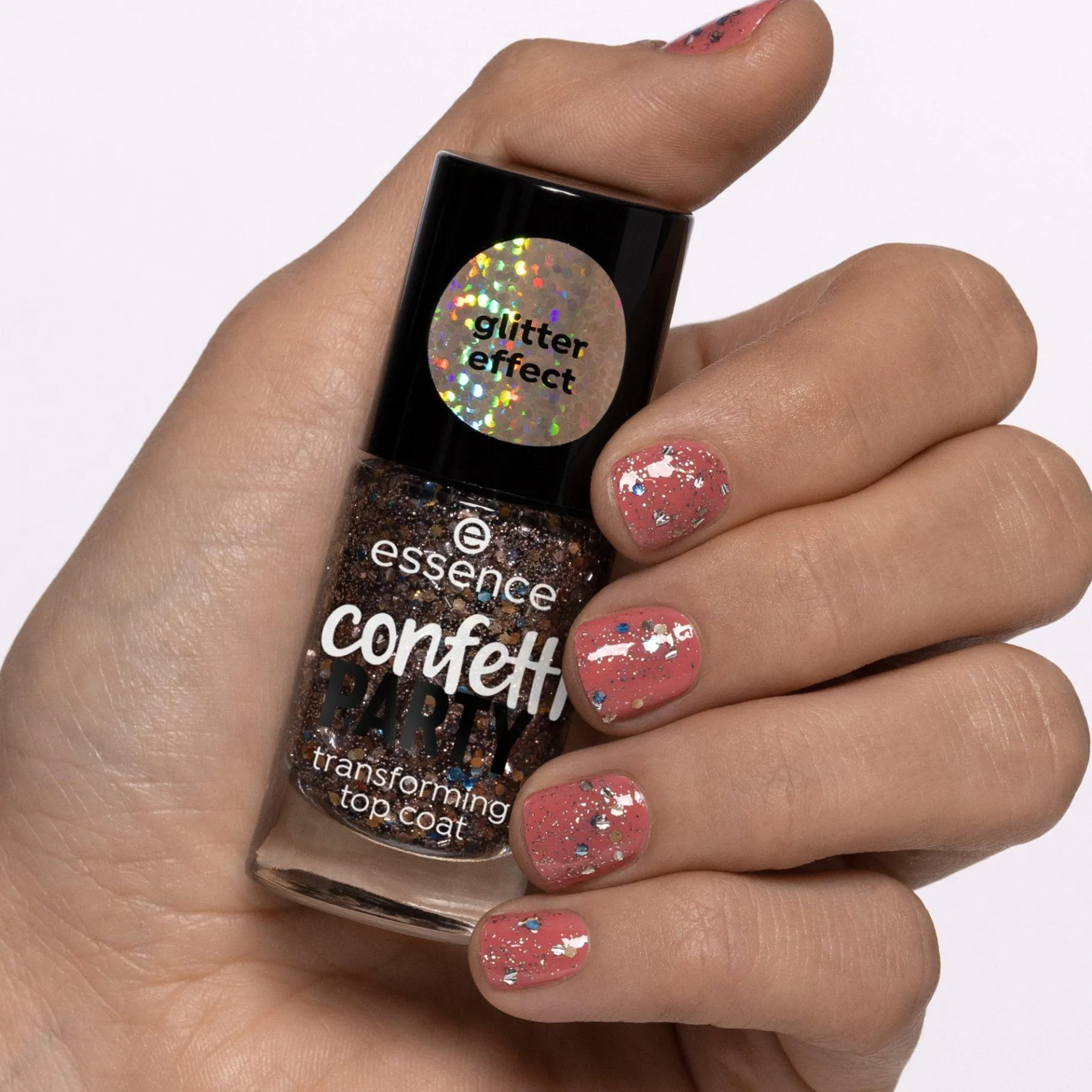 essence Base Y Top Coat>Top coat transformador confetti PARTY